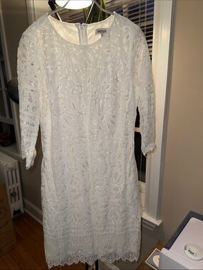 Kensie Ivory Floral Lace Midi Dress